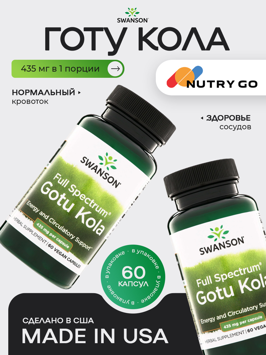Swanson, Full Spectrum Gotu Kola 435 mg 60 Caps