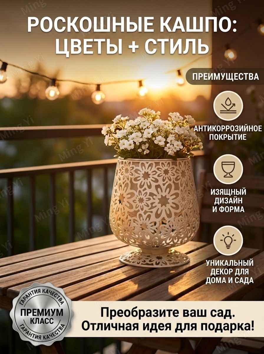 MingYiВазон4л,22см,1шт,цветбелый,слоноваякость