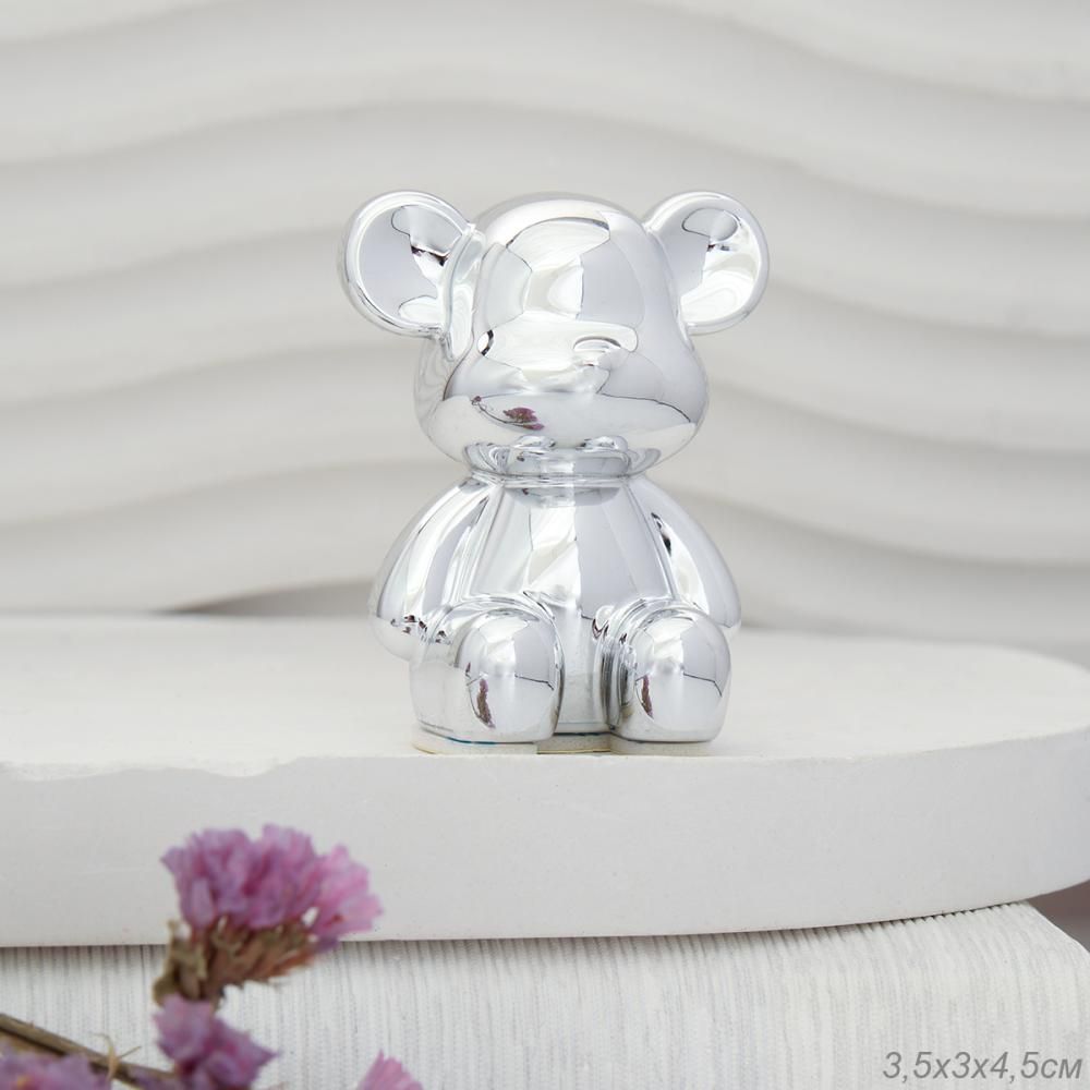 Статуэтка Мишка, серебро, пластик, 3,5 х 3 х 4,5 см