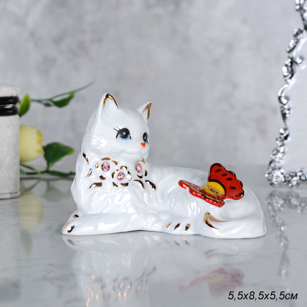 Статуэтка Кошка, фарфор, 5,5 х 8,5 х 5,5 см