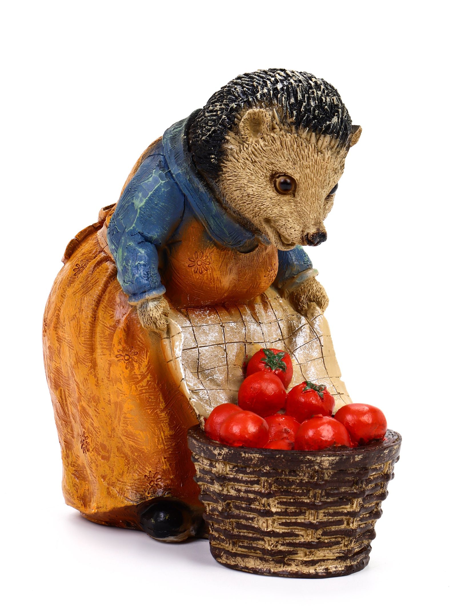 Садовая фигура Ежиха с помидорами из полистоуна, 20 12 23 см