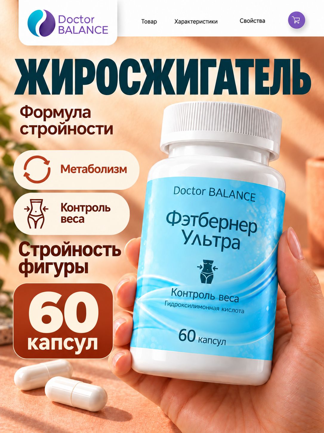 Комплекс для контроля веса Doctor Balance Фэтбернер Ультра Капс 60 капсул