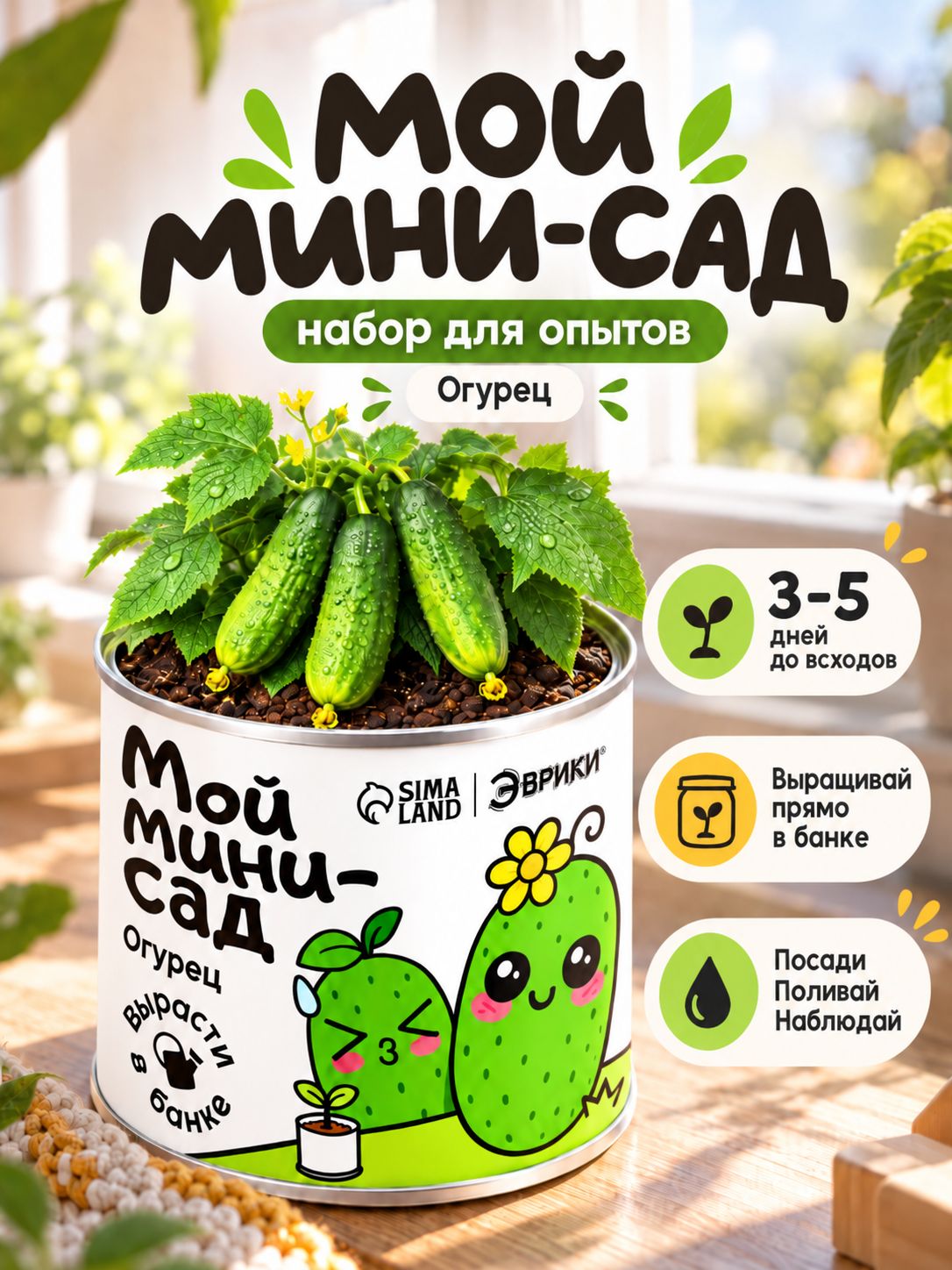 Выращивание растений для детей "Мой мини-сад: Огурчик" / Набор для опытов