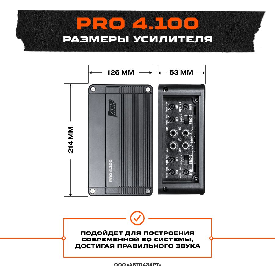 Усилитель AMP PRO 4.100 / Усилитель для авто - купить с доставкой по  выгодным ценам в интернет-магазине OZON (640145006)