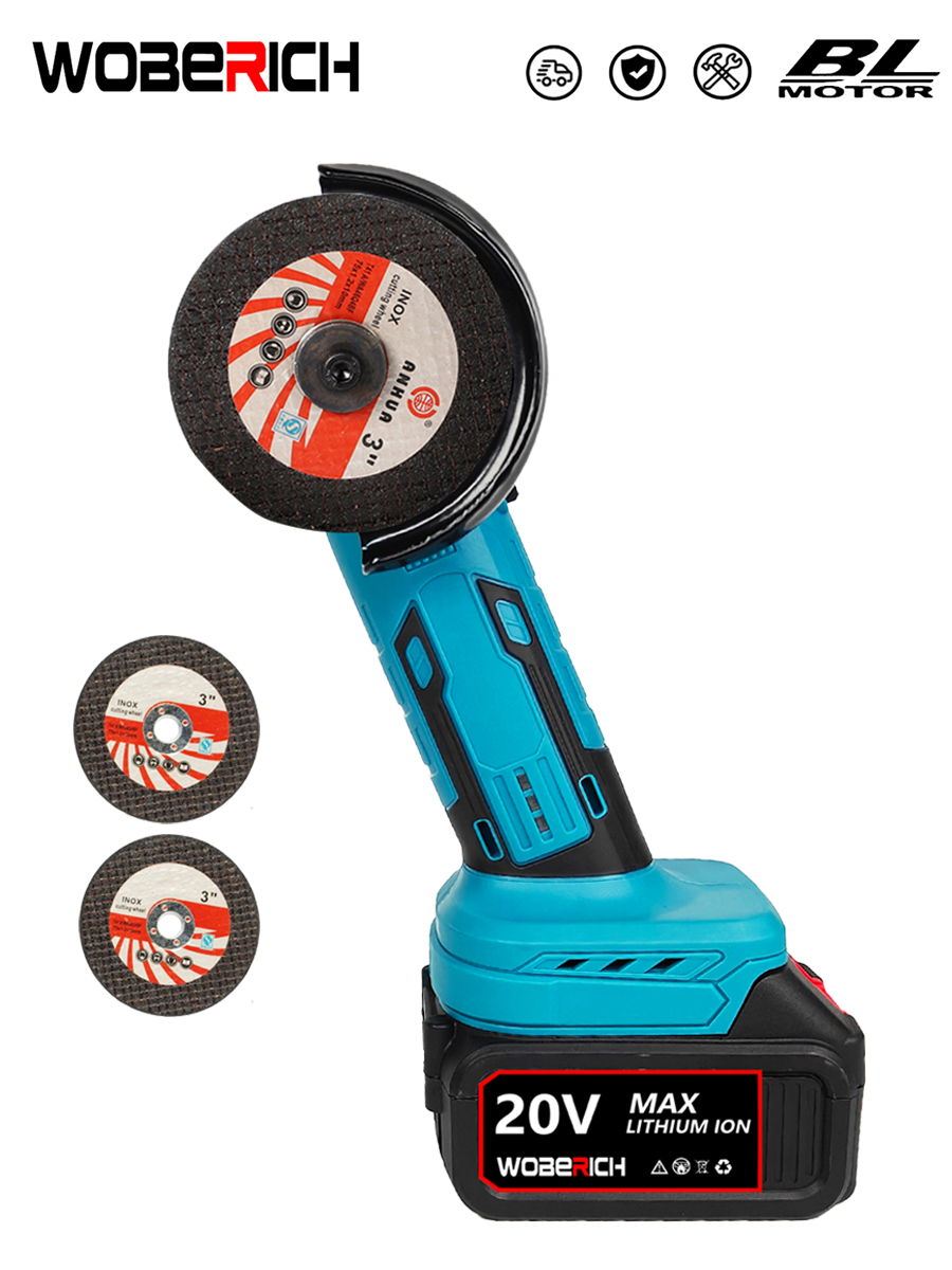 Электрическаяшлифовальнаямашина,бесщеточныйминиатюрныйугловойстанок3дюйма,1акб