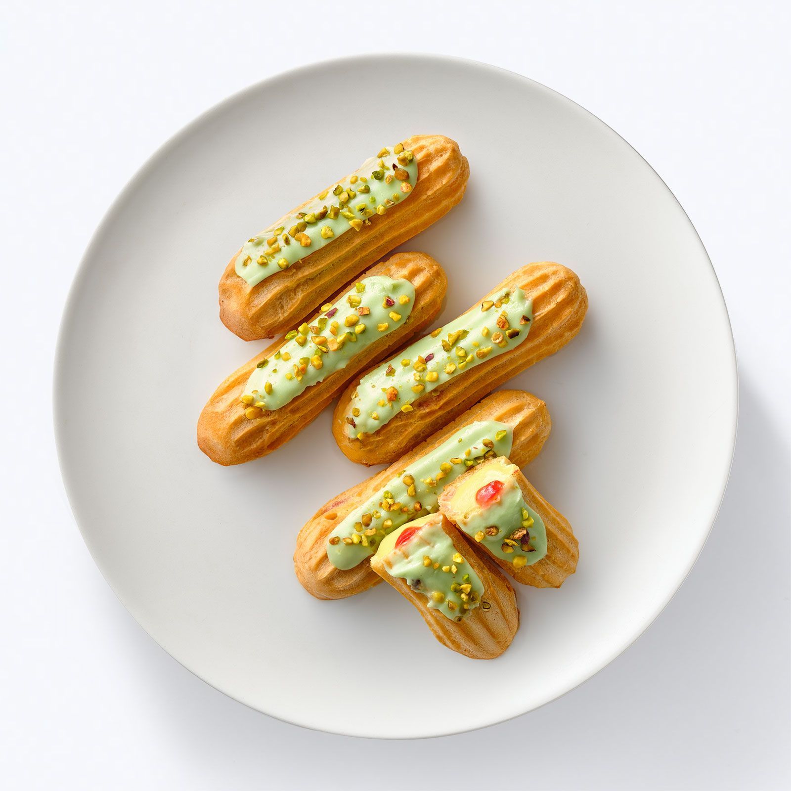 Эклеры»сфисташковымзаварнымкремомималиной235г,Mirel