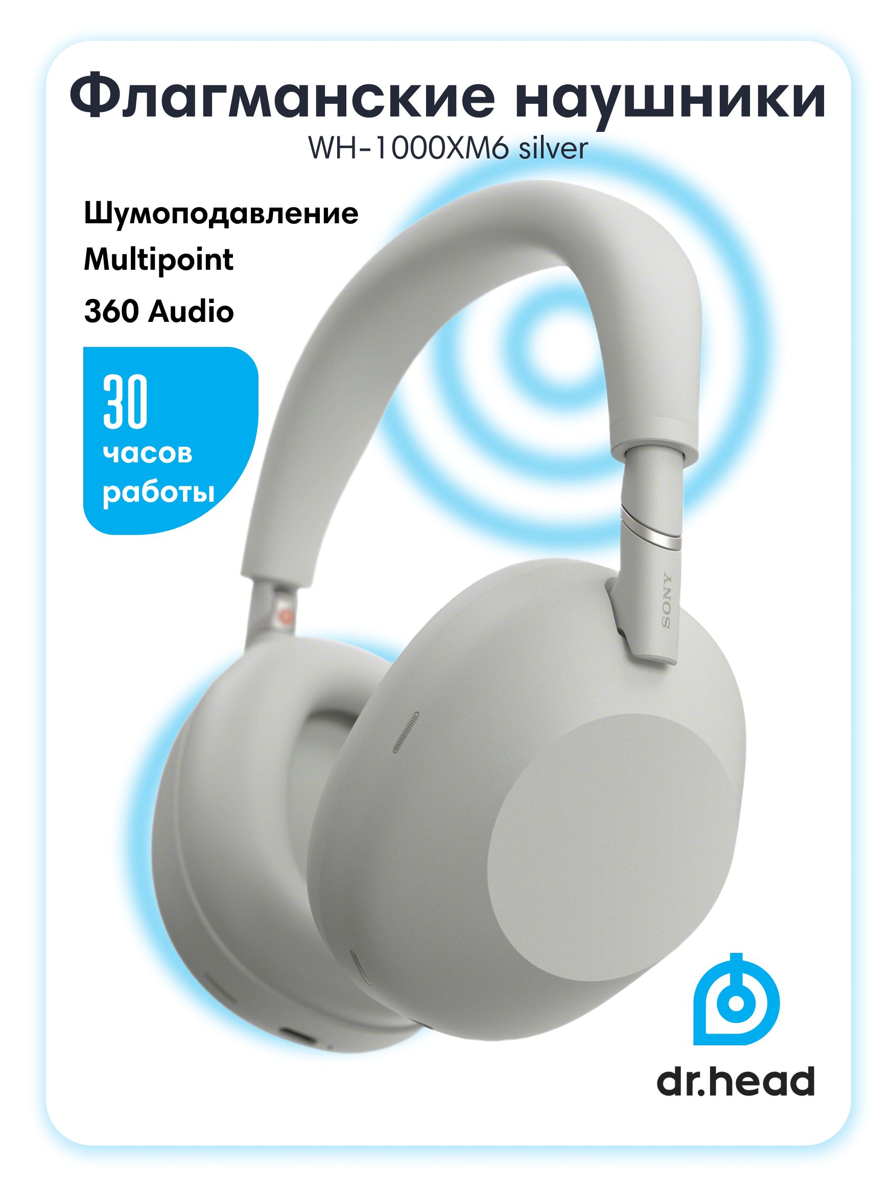 Полноразмерные Полноразмерные Sony wh-1000xm6 Проводное +