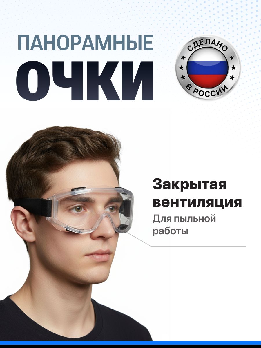 ОчкизащитныестроительныепрозрачныеПАНОРАМАнепрямаявентиляция,Профессионал