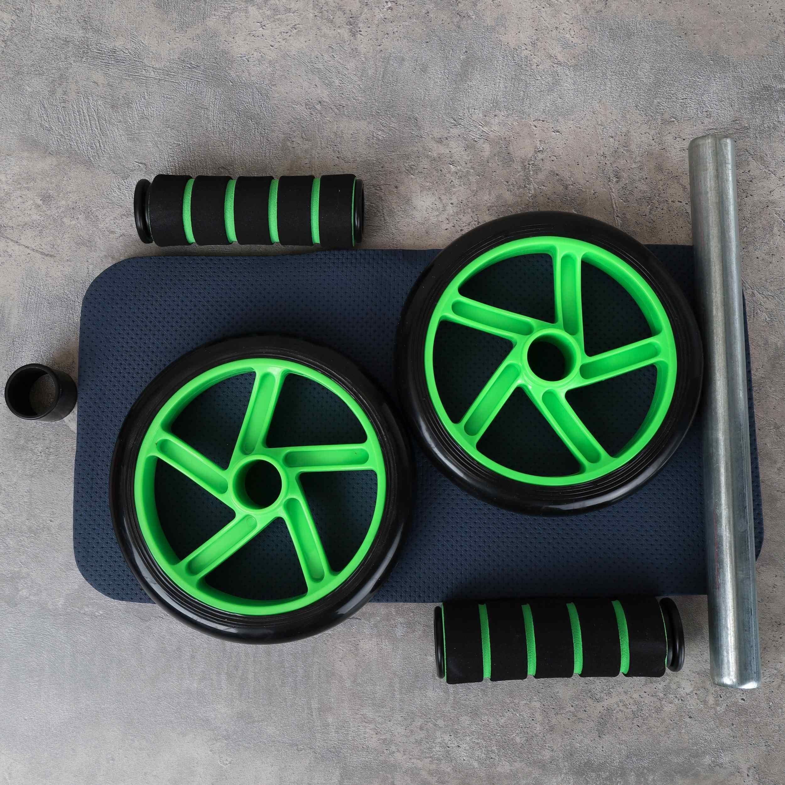 Ролик для пресса Woohooo Double-Wheel 32х15х15 см, коврик для коленей, зеленый Ролик для пресса Woohooo Double-Wheel 32х15х15 см, коврик для коленей, зеленый