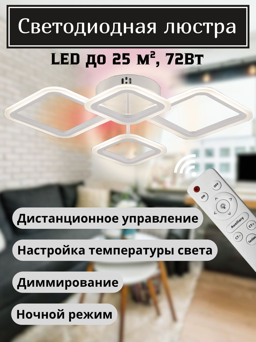 ЛюстрасветодиоднаяспультомДУ,белая