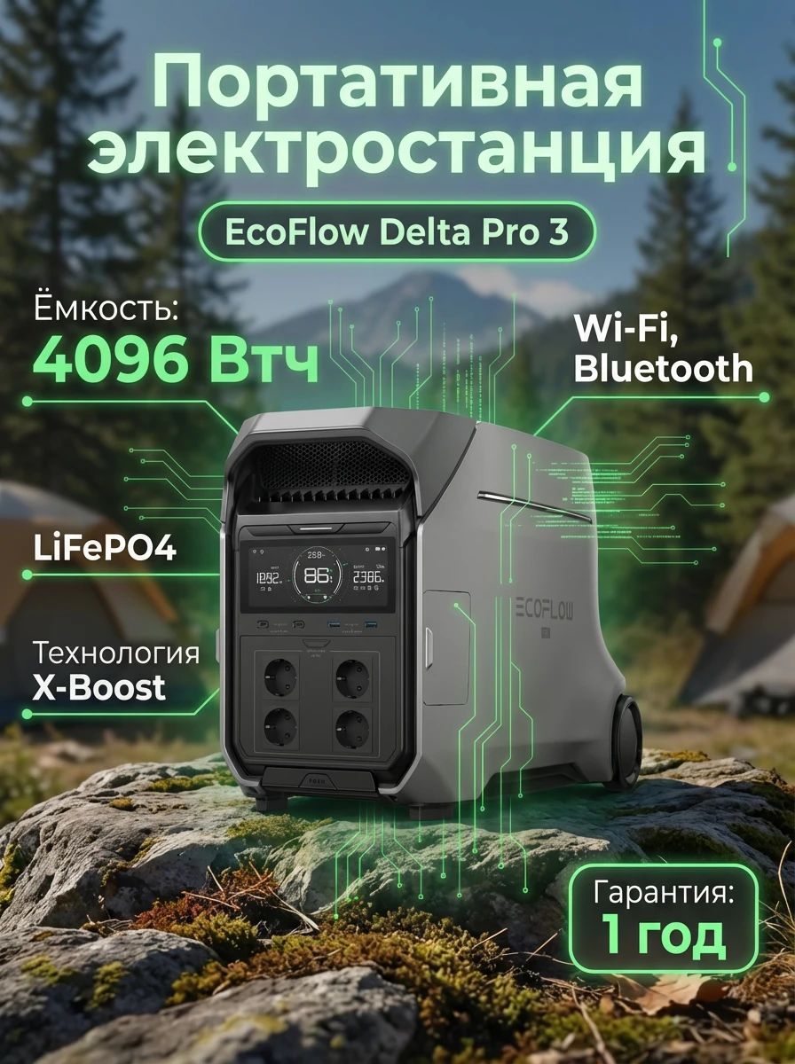 Портативная зарядная станция EcoFlow DELTA PRO 3 (4096 Вт) купить