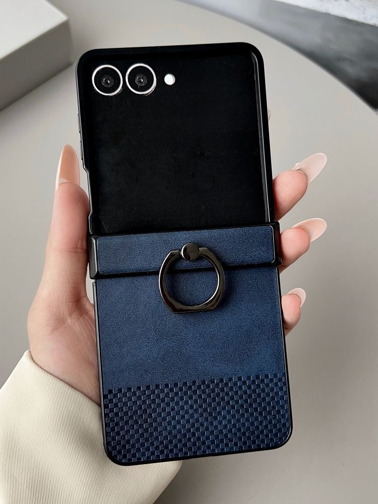 智能手机壳 用于 Samsung Galaxy Z Flip7 FE, 人造皮革, 蓝色