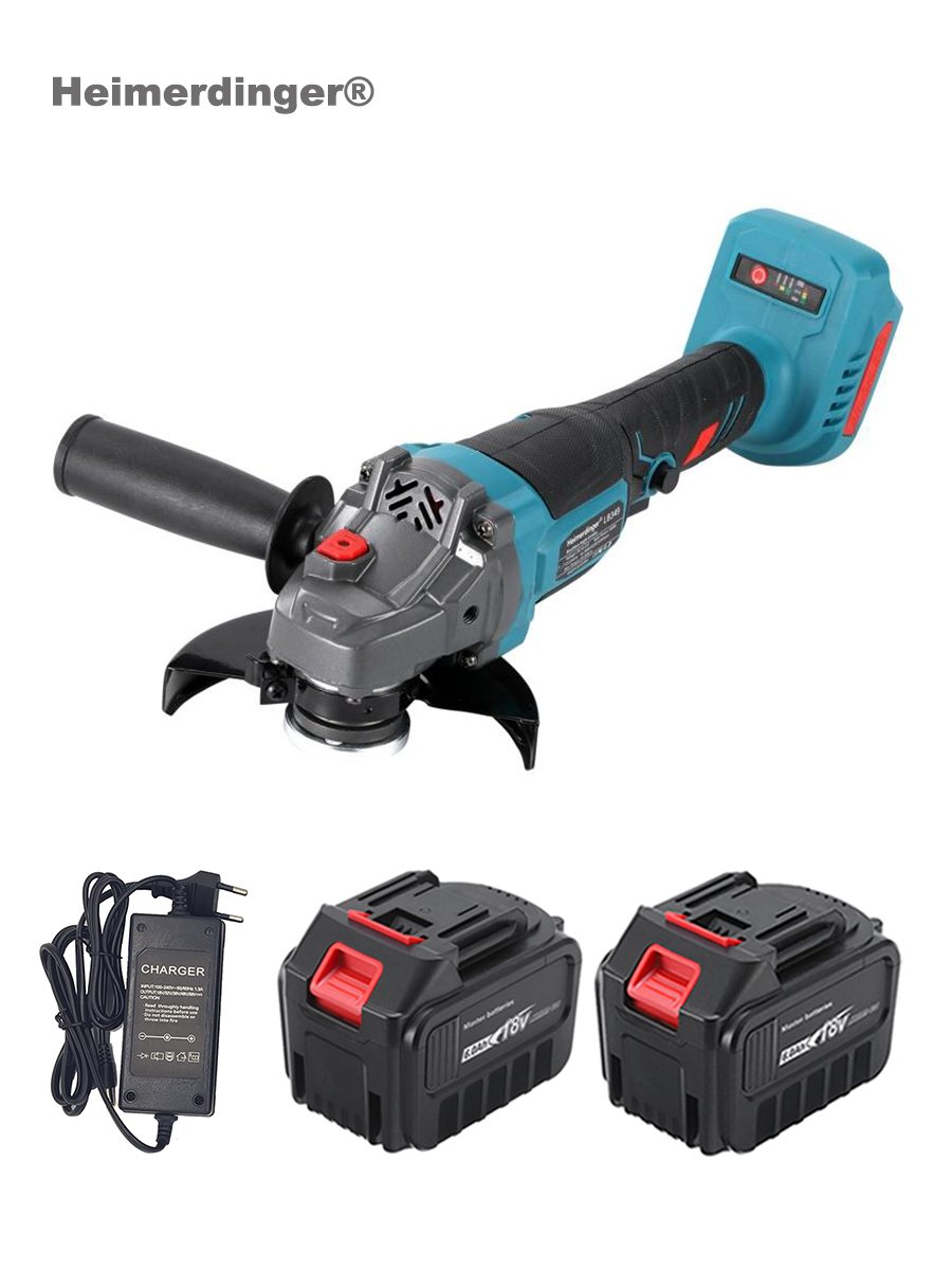 Углошлифовальнаямашина(болгарка)аккумуляторнаябесщеточнаяHeimerdingerLB34918В,125мм,20-30Нм,3скорости,2АКБ6.0АчиЗУ