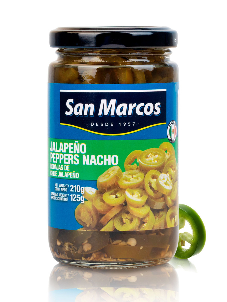 Перец маринованный San Marcos халапеньо резаный, 210 г #1
