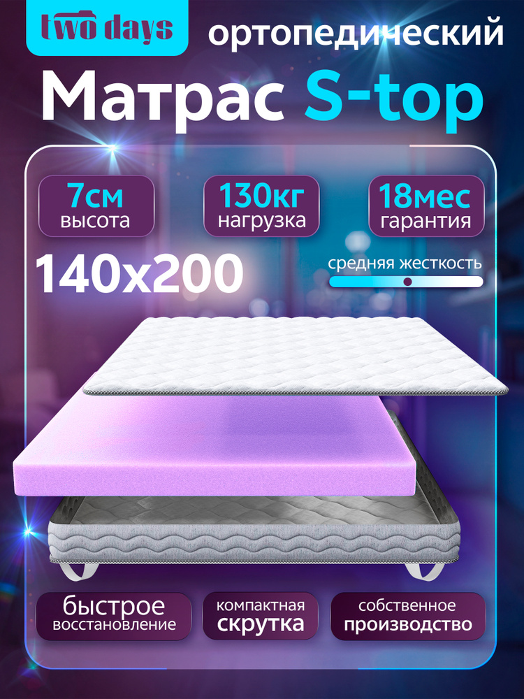 Топпер матрас 140х200 ортопедический на диван двусторонний с резинками S-Top #1