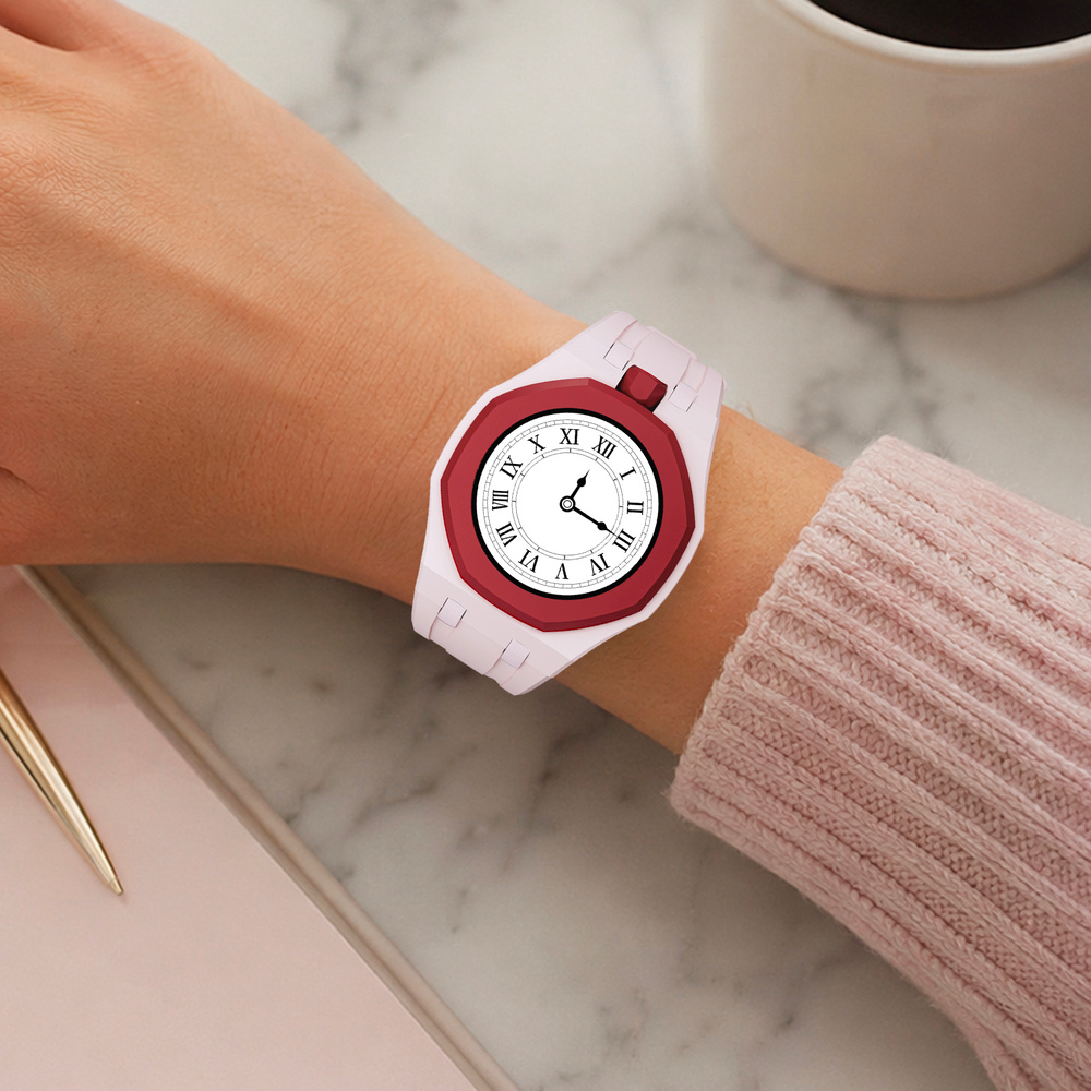 Ремешок для часов Swatch x Royal Pop из биокерамики и силикона, розовый, крепление в 12 часов #1