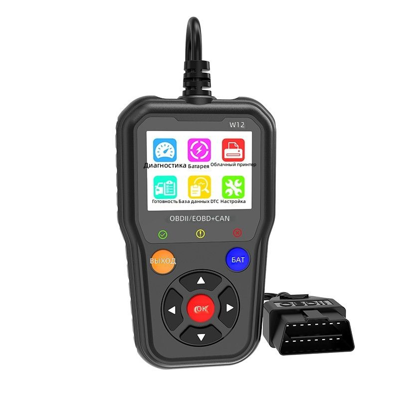 Автомобильный диагностический сканер OBD2 W12 с IPS-экраном 2,4 дюйма: чтение и сброс кодов неисправностей, #1