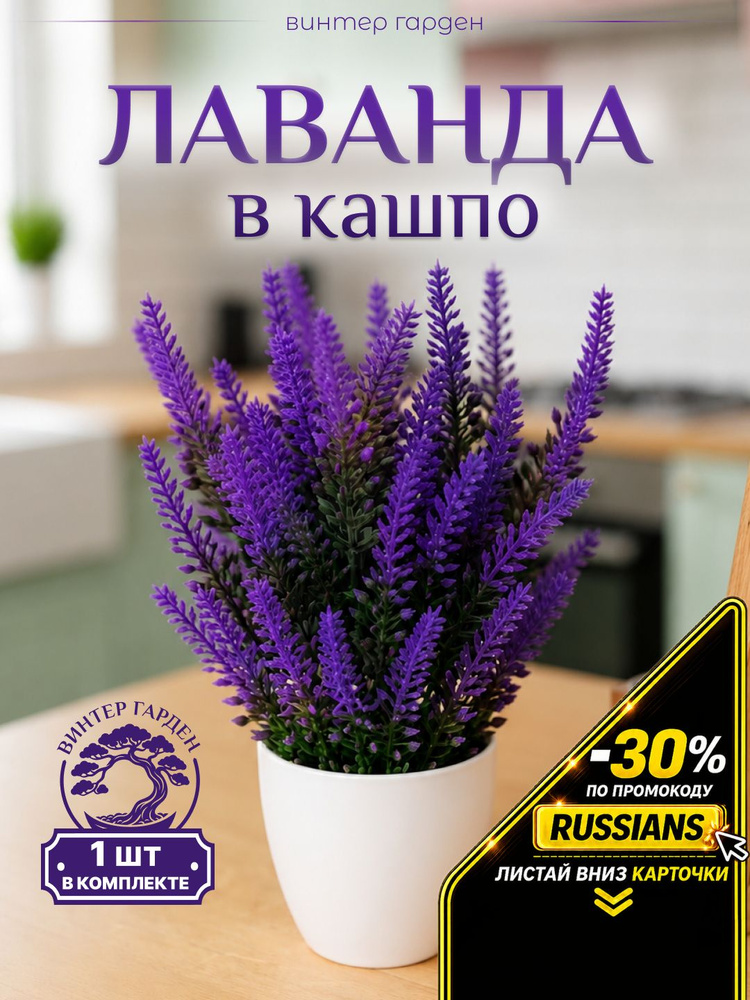 Искусственные цветы для декора. Цветок лаванды в кашпо #1