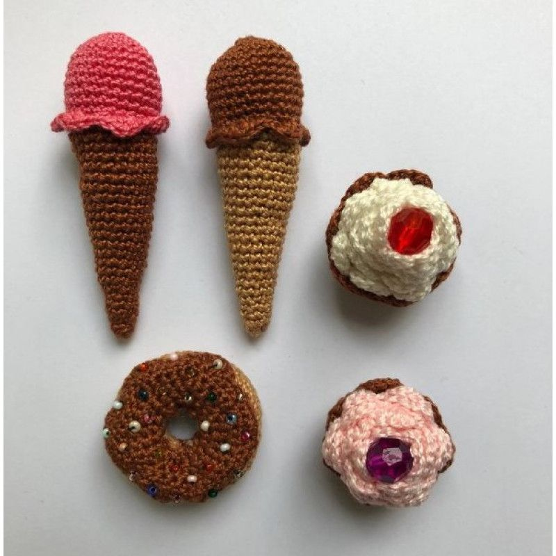 игрушка вязаная, сладости: мороженое, пирожное, корзиночки - купить с ...