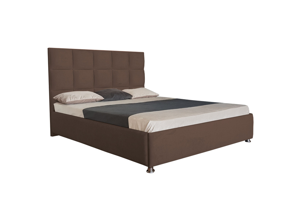 Односпальная кровать Флорида Нью 120x200 с подъемным механизмом и с коробом для белья велюр коричневый #1