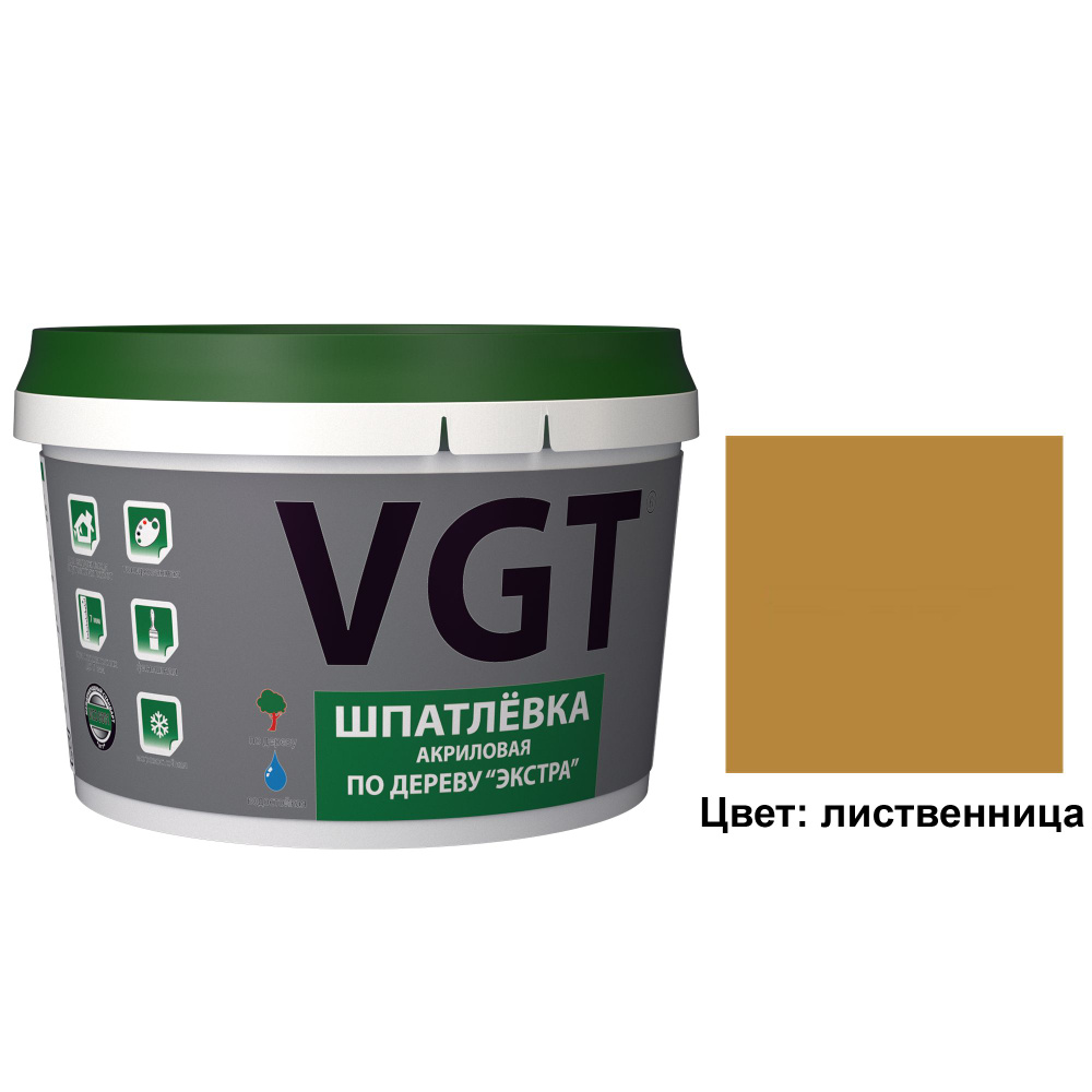 Шпатлевка(шпаклевка) VGT готовая акриловая по дереву ЭКСТРА мебельная, столярная, Лиственница, 1кг  #1