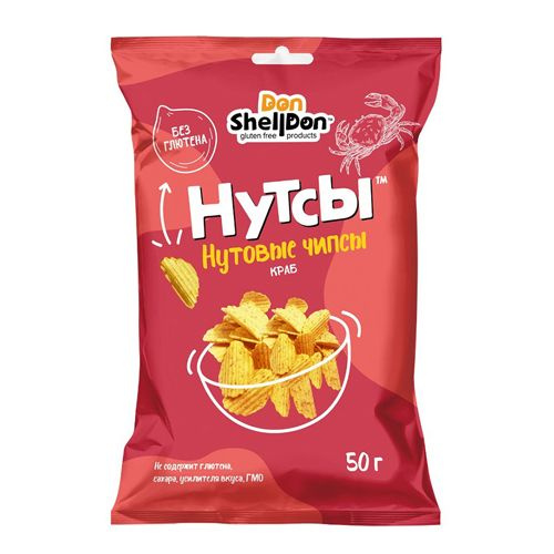 Don Shelldon, Чипсы нутовые "Нутсы" со вкусом краба, 3 упаковки, 50 ...