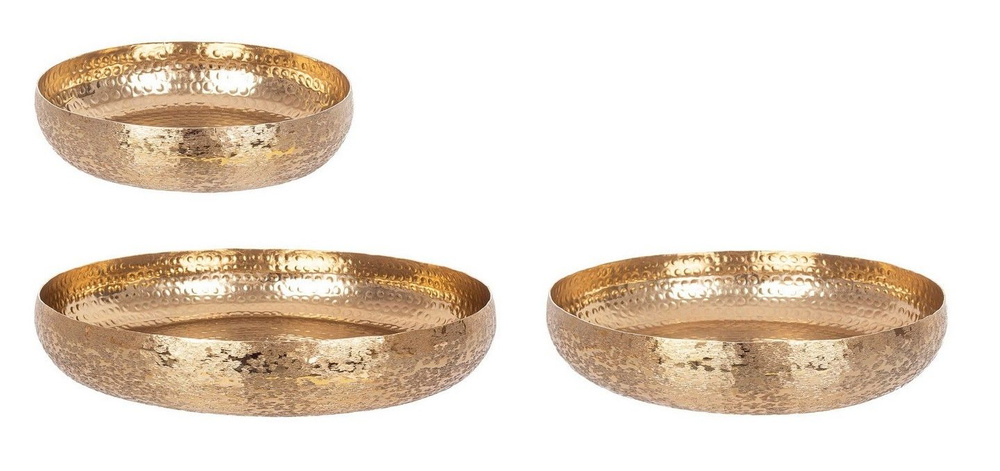 Поднос набор 3 шт BIZZOTTO VARANASI ROUND GOLD 182960 d305х70h; d380х80h; d460х90h #1