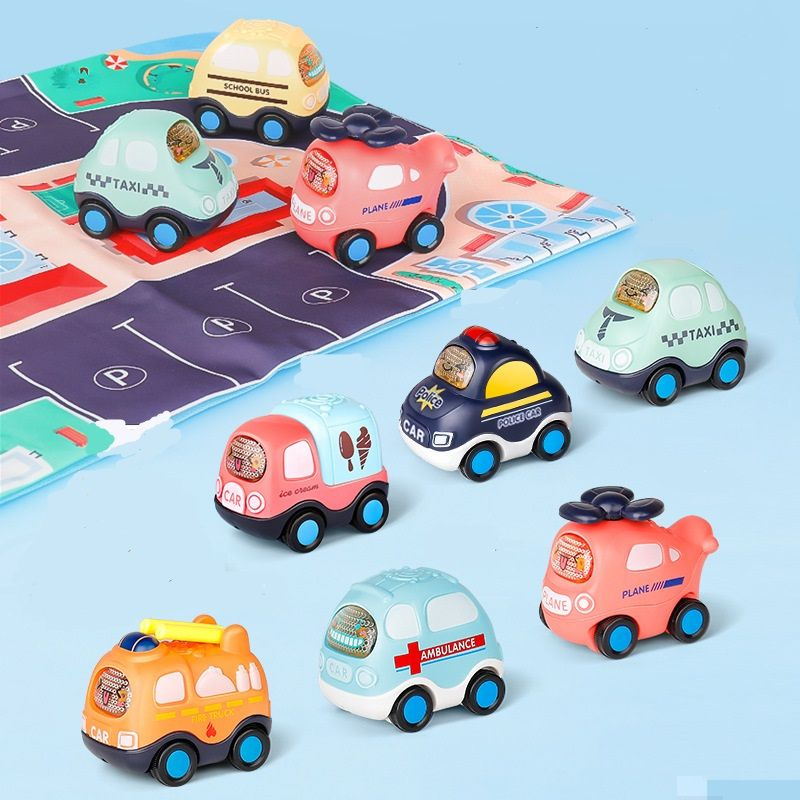 Детская инерционная игрушечная машинка, набор из 6 штук, включая карту ...