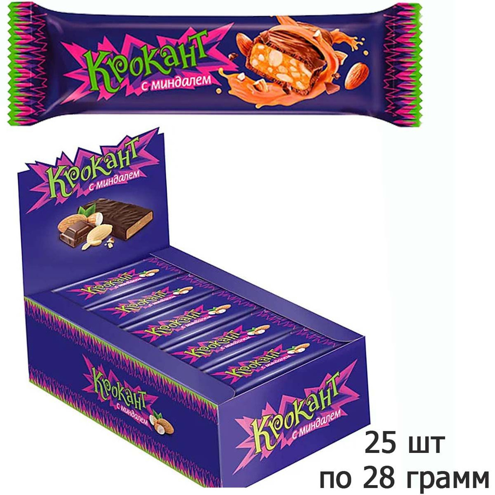Батончики КДВ Крокант с миндалем, 25 шт по 28 гр - купить с доставкой ...