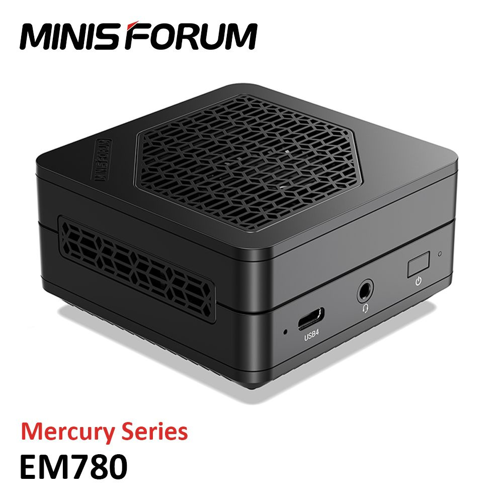 MINISFORUM Мини-ПК EM780 (AMD Ryzen 7 7840U, RAM 32 ГБ, SSD 1000 ГБ, AMD  Radeon 780M, Windows), черный