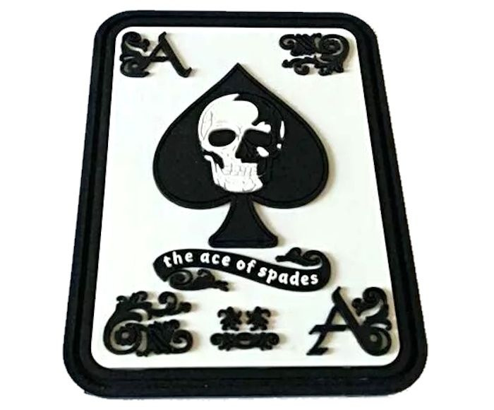 Шеврон "The ace of spades", PVC на велкро, 80x60 мм (черно-белый ...
