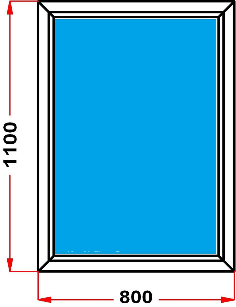 Окно пластиковое, профиль 60 мм (1100 x 800) , не открывающееся, стеклопакет 3 стекла  #1