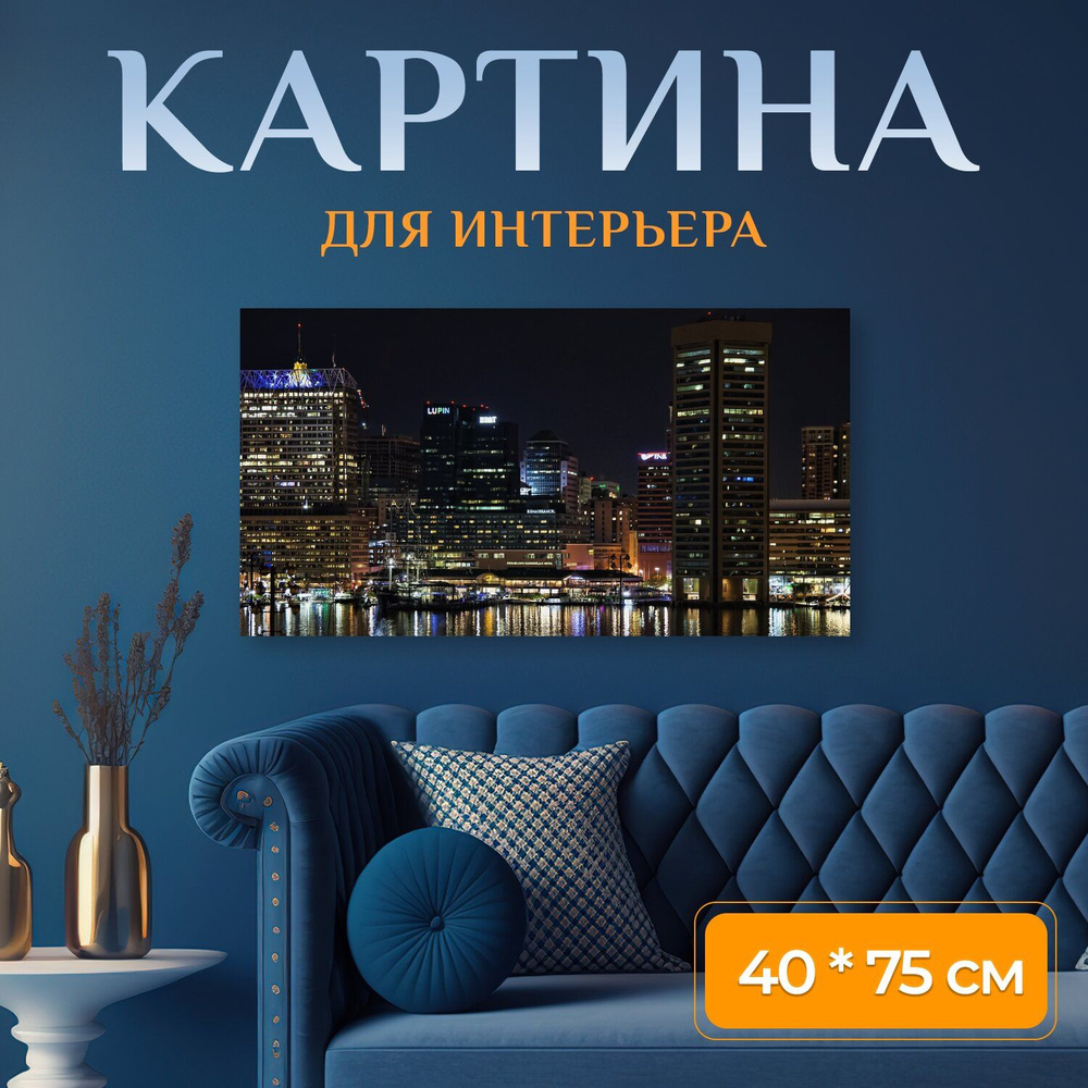 LotsPrints Картина "Город, панорамный, архитектуры 97" 40x75 см #1