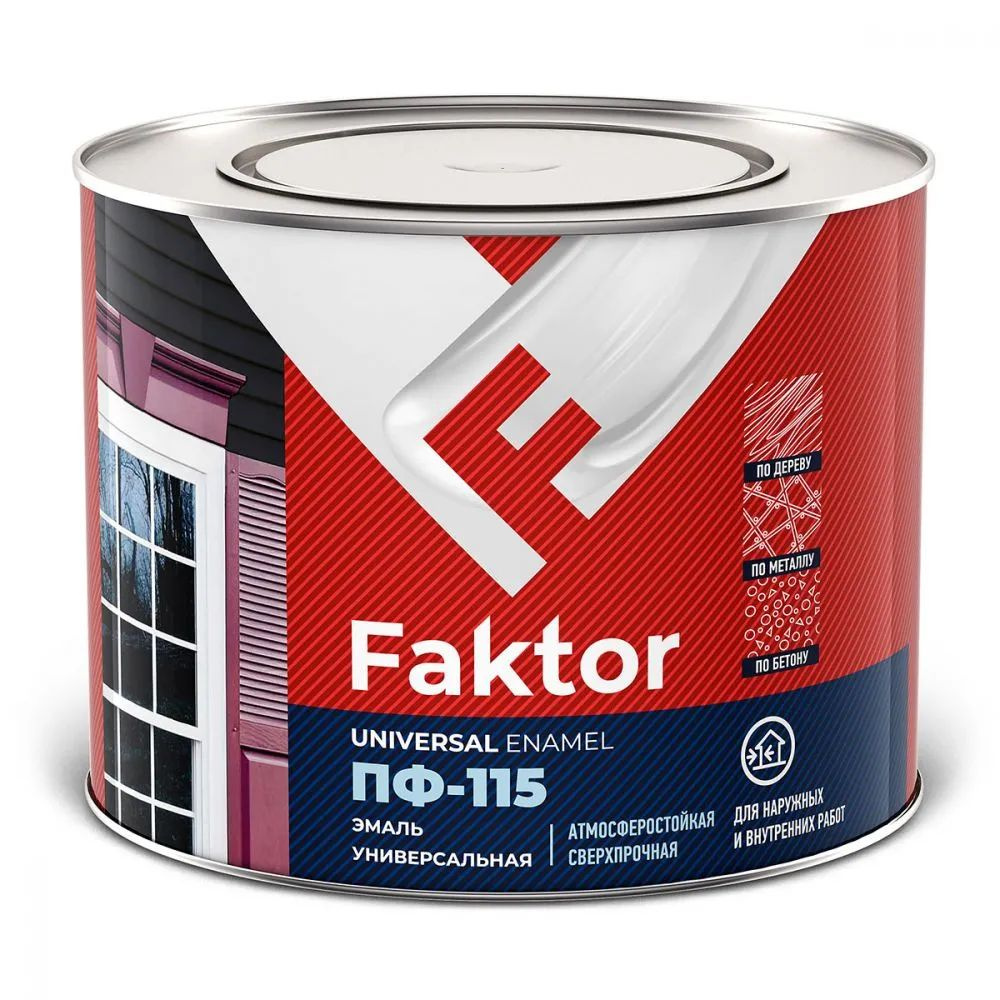 Эмаль FAKTOR ПФ-115 черная, банка 1,9 кг #1