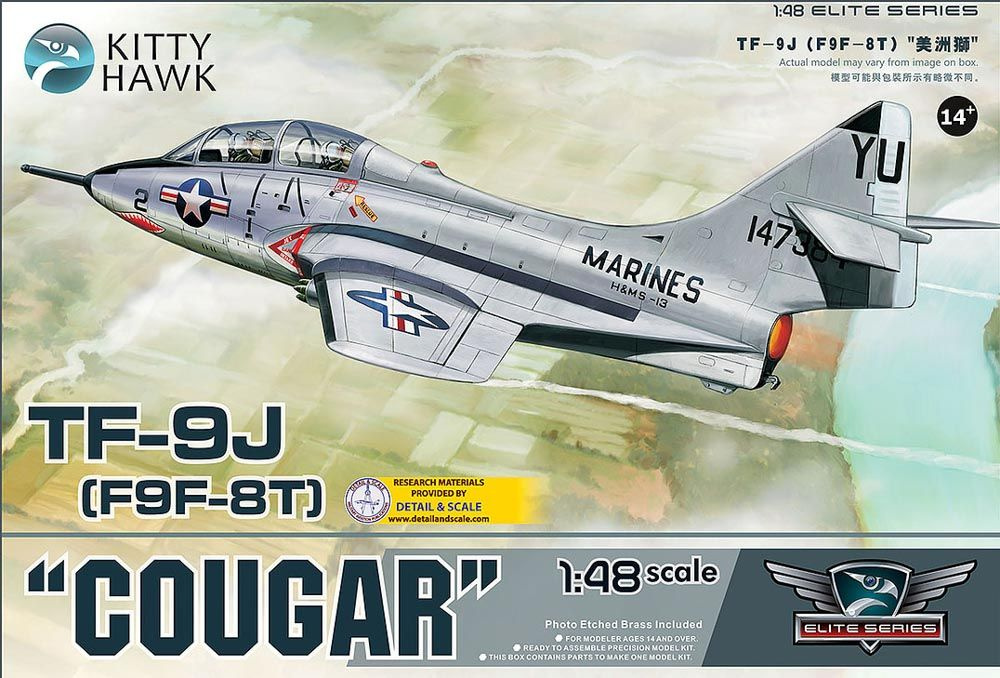 Сборная модель самолета KITTY HAWK Самолет TF-9J (F9F-8T) Cougar, масштаб 1/48  #1