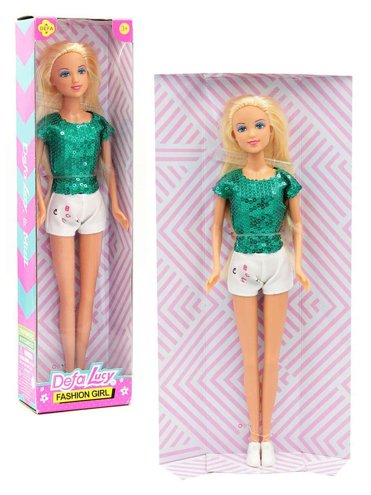 Кукла гнущаяся Fashion girl 29 см зелено-белый костюм Defa Lucy, DF8443-KR2  #1