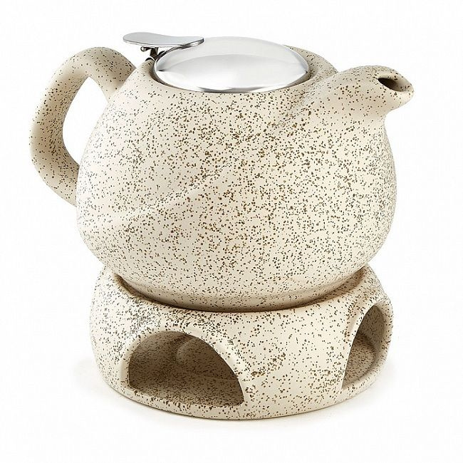 Заварочный чайник 800 мл Rosario (Ф19-027R) керамика с подставкой, бежевый  #1