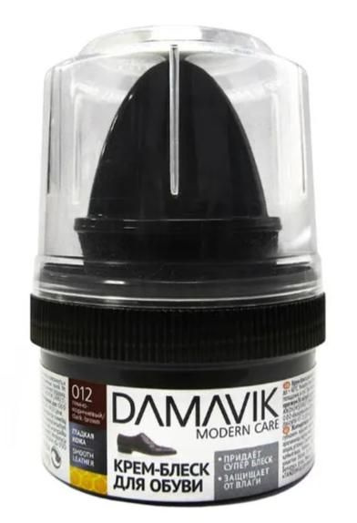 Крем-блеск для обуви Damavik Темно-коричневый, с губкой, пластиковая банка, 50 мл (9306-012)  #1