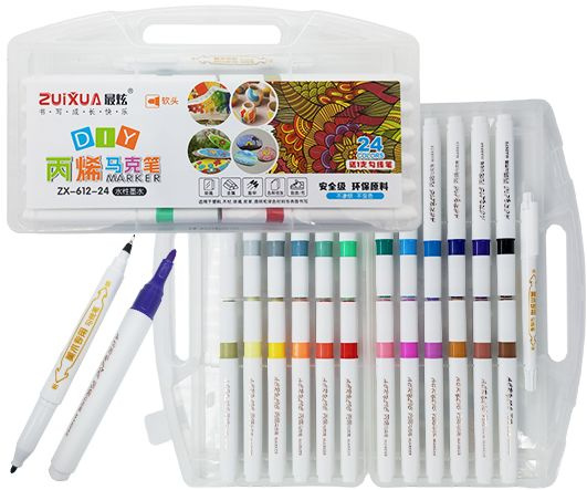 Акриловые маркеры 24 цвета 25 шт. Zuixua Acrylic Marker круглый наконечник 2-3 мм для рисования на любых #1