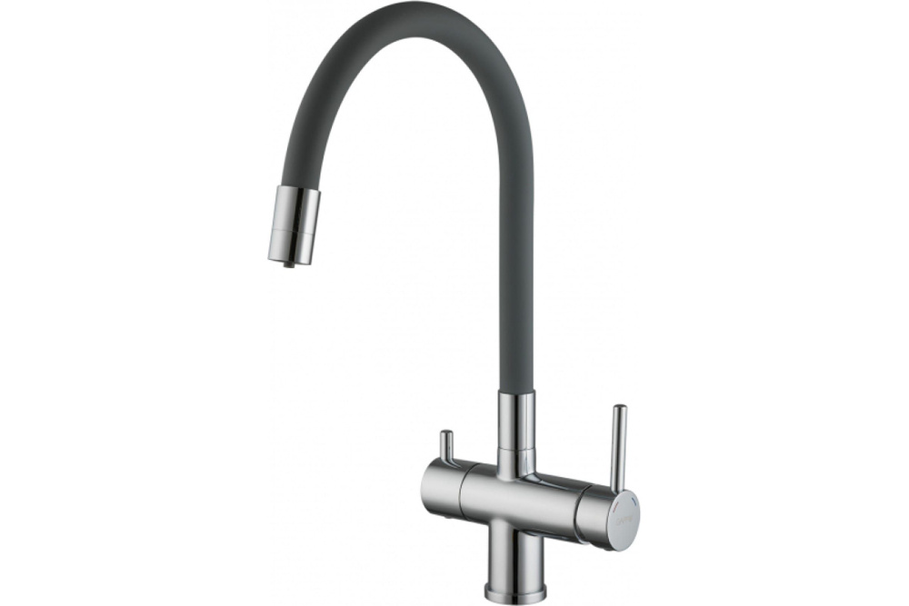 Смеситель для кухни Gappo 35к G4398-30 гибкий излив, с выходом для питьевого фильтра, серый-хром 549411 #1
