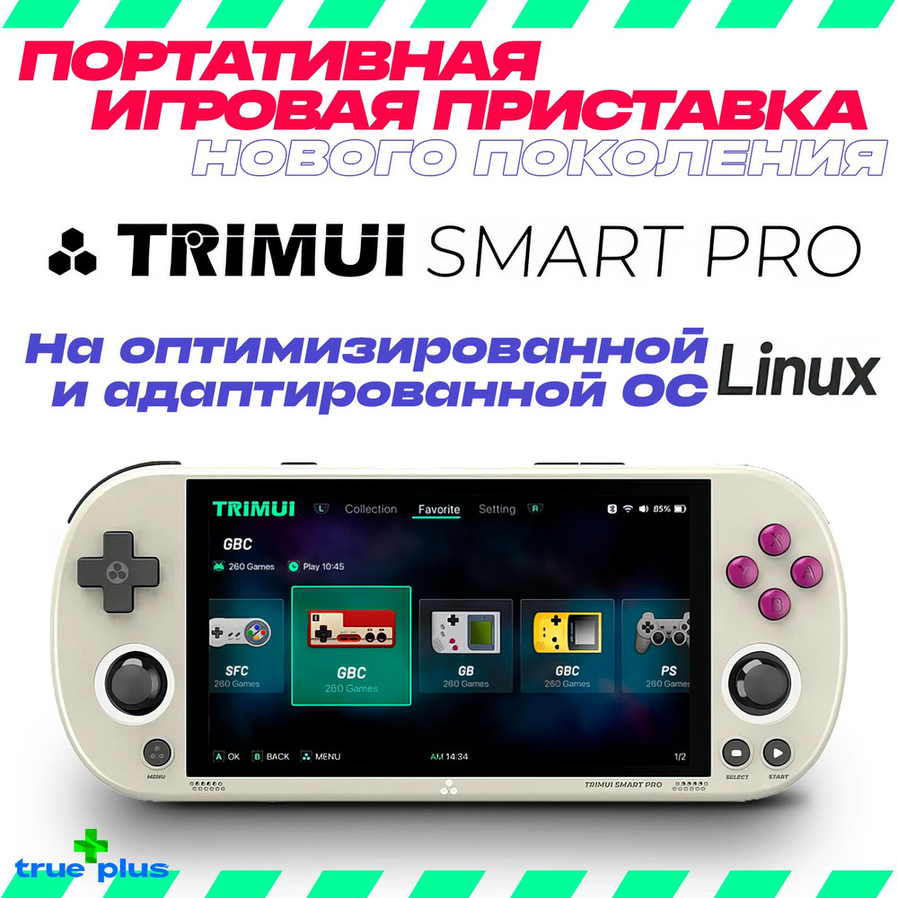 Портативная игровая консоль TRIMUI Smart Pro _ HD Экран 4,96 дюйма, 8 + 128  Гб, серая - купить с доставкой по выгодным ценам в интернет-магазине OZON  (1579843350)