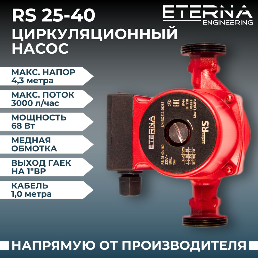 Насос циркуляционный ETERNA RS 25-40 (4 м, 3 м3/ч, 1