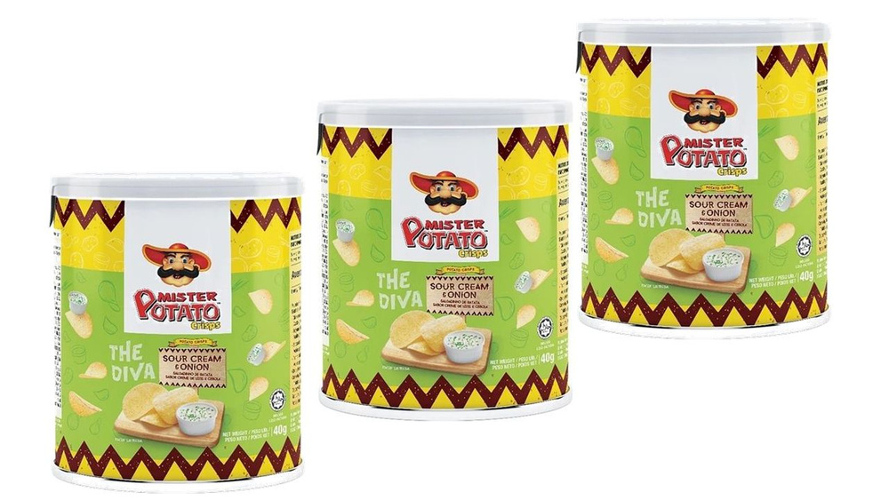 Чипсы картофельные MISTER POTATO со вкусом сметаны и лука Sour Cream and Onion 40г*3штуки #1