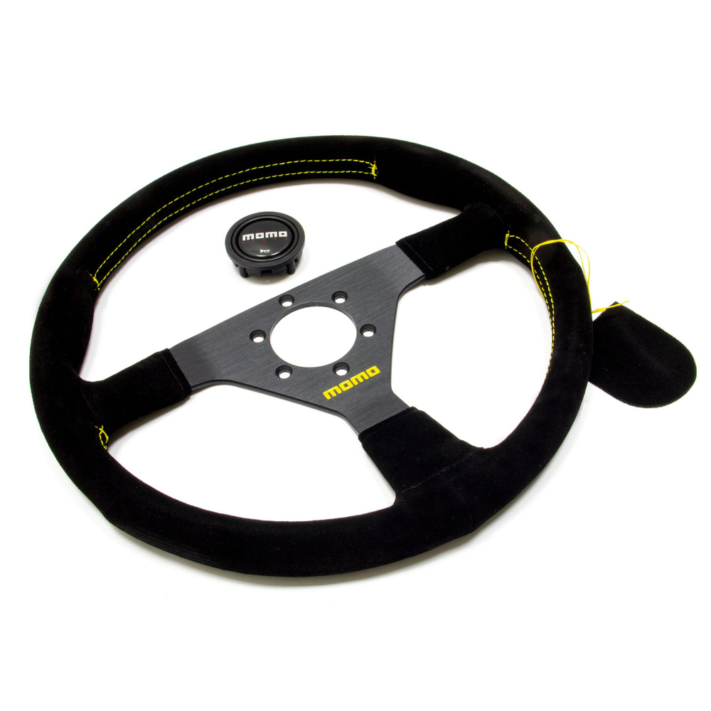 Спортивный руль без выноса, MOMO Monte carlo, замша, желтая