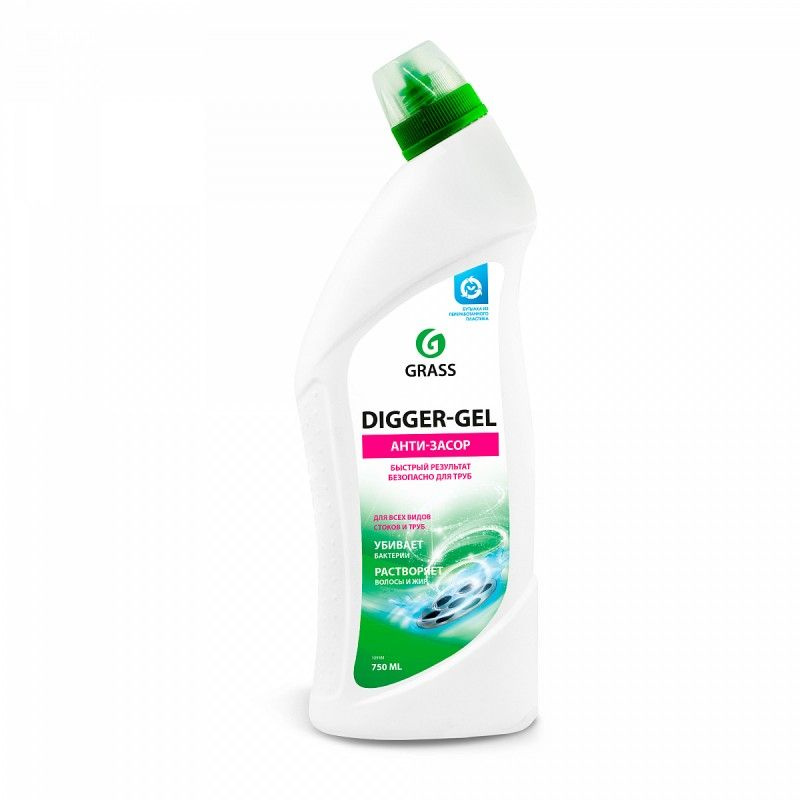 Средство для прочистки канализационных труб щелочное Grass Digger Gel, 750 мл  #1