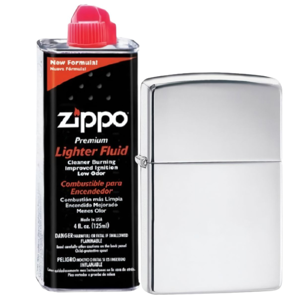 Бензиновая зажигалка ZIPPO 250 High Polish Chrome + бензин Zippo 125 мл 250-3141  #1