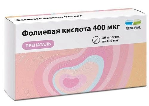 Фолиевая кислота пренаталь, таблетки 400 мкг, массой 100 мг, 30 шт.  #1