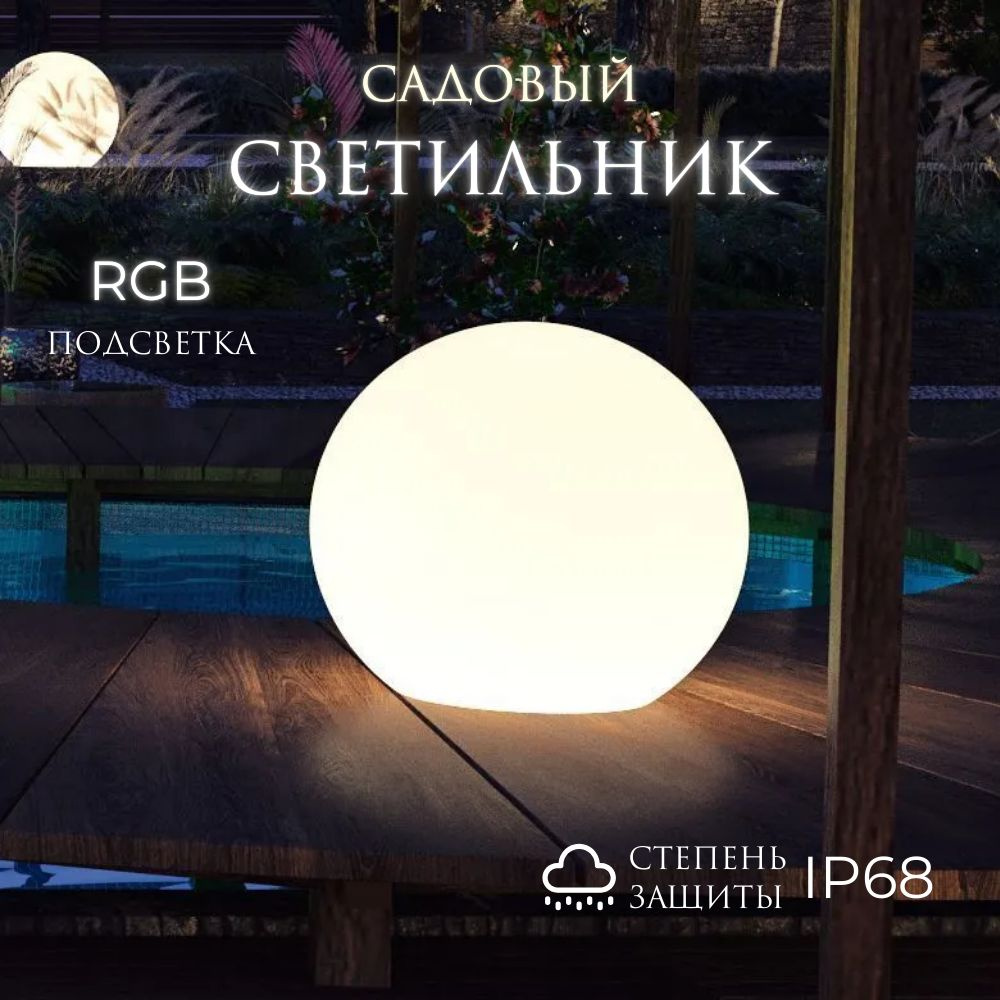 Светильник уличный Шар Orby 40 BERKANO, 40 см, LED RGB E27 IP68, мультиколор RGB, Беркано/ AU-ROOM ГИПЕРМАРКЕТ #1