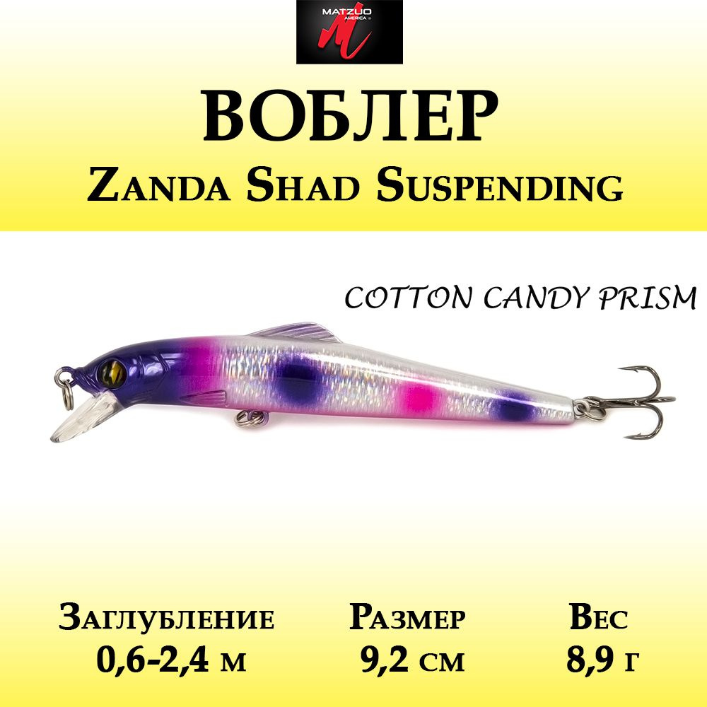 Воблер для рыбалки Matzuo Zanda Shad Suspending 8,9г, цвет Cotton Candy Prism #1