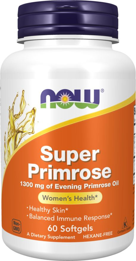 Масло Примулы вечерней 1300 мг 60 softgel, Now Super Primrose ...